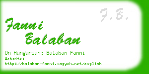 fanni balaban business card